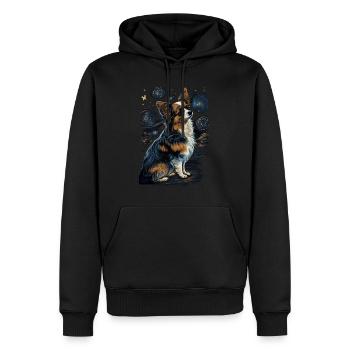 Papillon Hund Starry Night - Männer Premium Bio Hoodie - Schwarz - Vorne - Nico (187cm)