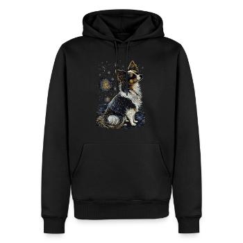 Papillon Hund Starry Night - Männer Premium Bio Hoodie - Schwarz - Vorne - Nico (187cm)