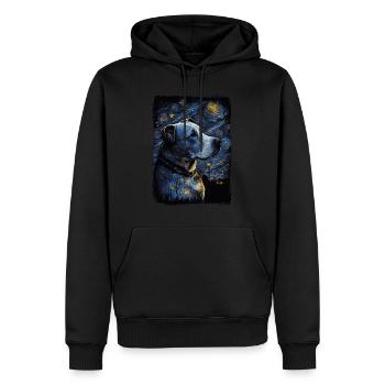 Pitbull Chien Nuit Étoilée - Sweat à capuche Premium bio Homme - noir - Devant - Nico (187cm)