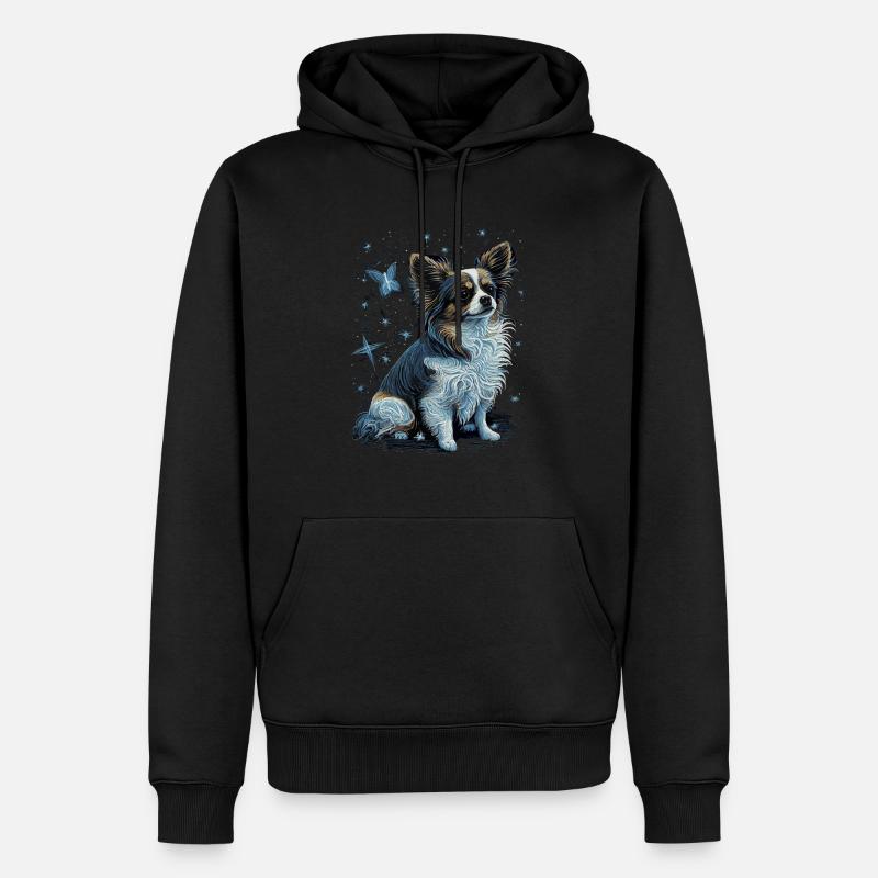 Papillon Chien Nuit Étoilée - Sweat à capuche Premium bio Homme - noir