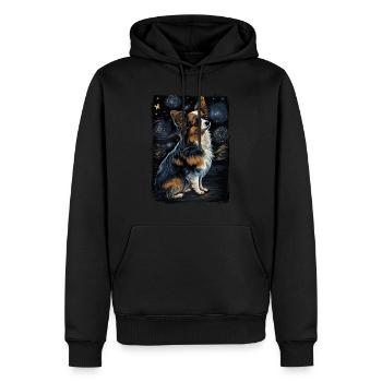 Papillon Hund Starry Night - Männer Premium Bio Hoodie - Schwarz - Vorne - Nico (187cm)