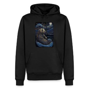 Otter Starry Night - Männer Premium Bio Hoodie - Schwarz - Vorne - Nico (187cm)