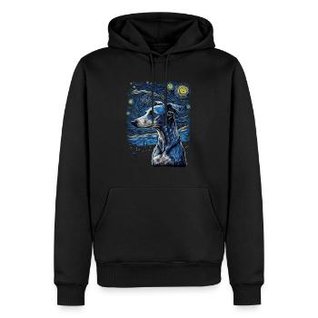 Lévrier italien Nuit étoilée - Sweat à capuche Premium bio Homme - noir - Devant - Nico (187cm)