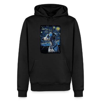 Lévrier italien Nuit étoilée - Sweat à capuche Premium bio Homme - noir - Devant - Nico (187cm)