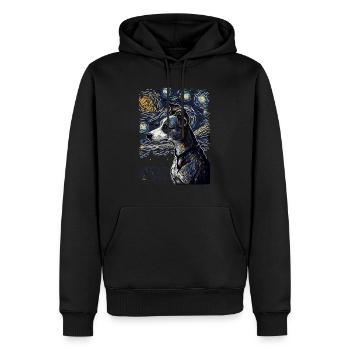 Lévrier italien Nuit étoilée - Sweat à capuche Premium bio Homme - noir - Devant - Nico (187cm)