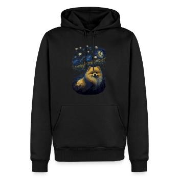 Zwergspitz Starry Night - Männer Premium Bio Hoodie - Schwarz - Vorne - Nico (187cm)