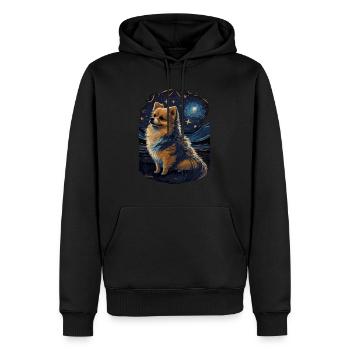 Zwergspitz Starry Night - Männer Premium Bio Hoodie - Schwarz - Vorne - Nico (187cm)