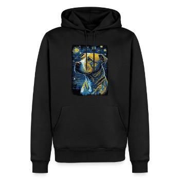 Pitbull Chien Nuit Étoilée - Sweat à capuche Premium bio Homme - noir - Devant - Nico (187cm)