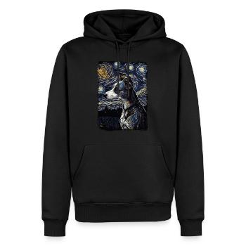 Lévrier italien Nuit étoilée - Sweat à capuche Premium bio Homme - noir - Devant - Nico (187cm)