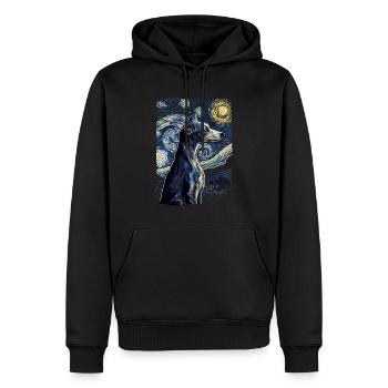 Lévrier italien Nuit étoilée - Sweat à capuche Premium bio Homme - noir - Devant - Nico (187cm)