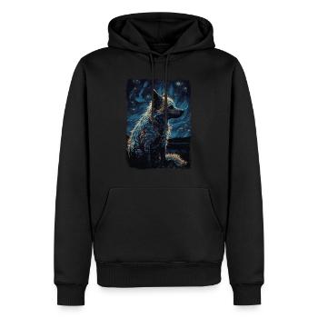 Hyäne Starry Night - Männer Premium Bio Hoodie - Schwarz - Vorne - Nico (187cm)