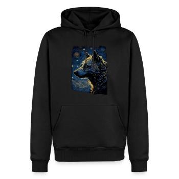 Hyäne Starry Night - Männer Premium Bio Hoodie - Schwarz - Vorne - Nico (187cm)