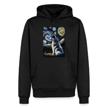 Husky Starry Night - Männer Premium Bio Hoodie - Schwarz - Vorne - Nico (187cm)