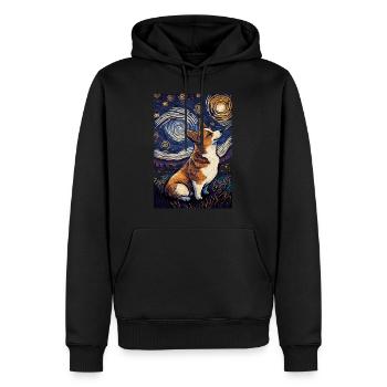 Corgi Starry Night - Männer Premium Bio Hoodie - Schwarz - Vorne - Nico (187cm)