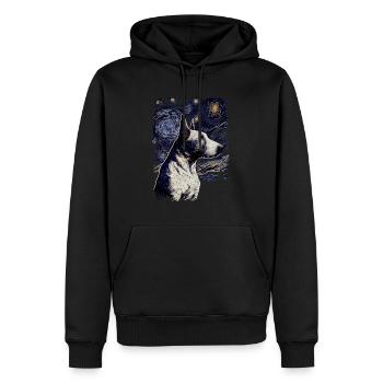 Bullterrier Starry Night - Männer Premium Bio Hoodie - Schwarz - Vorne - Nico (187cm)