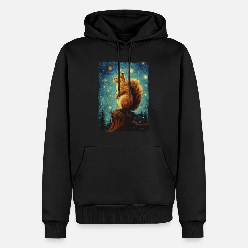 Eichhörnchen Starry Night - Männer Premium Bio Hoodie - Schwarz