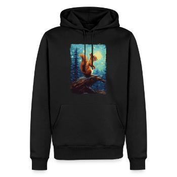 Écureuil Nuit étoilée - Sweat à capuche Premium bio Homme - noir - Devant - Nico (187cm)
