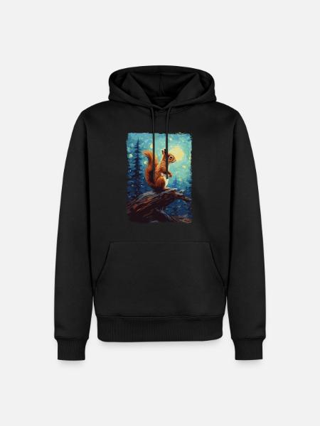 Squirrel Starry Night - Men’s Premium Organic Hoodie - black