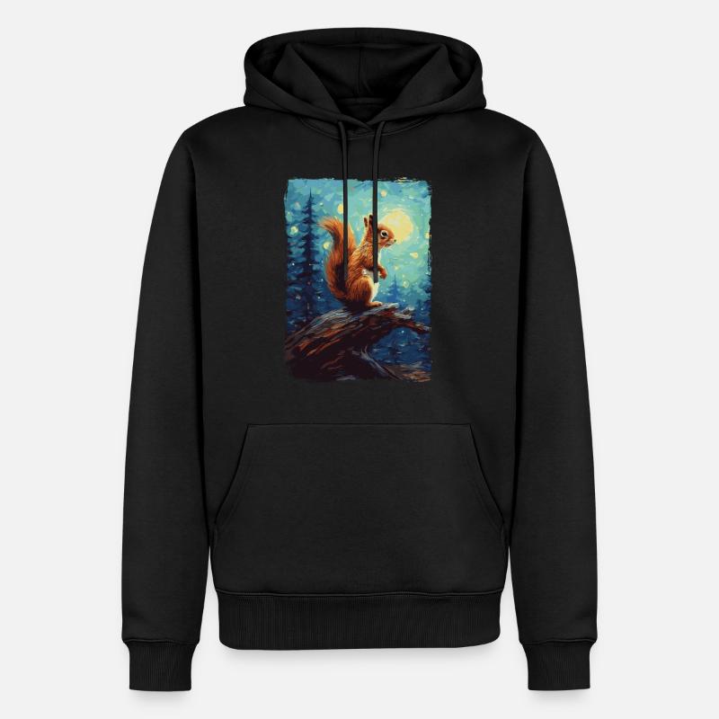 Eichhörnchen Starry Night - Männer Premium Bio Hoodie - Schwarz