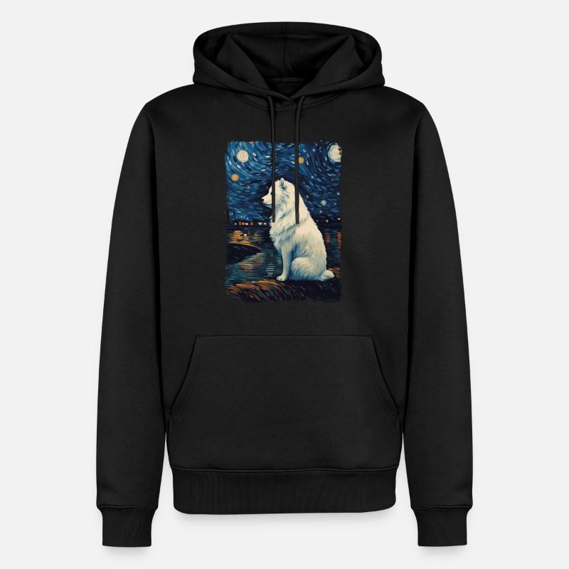 Samoyed Starry Night - Männer Premium Bio Hoodie - Schwarz