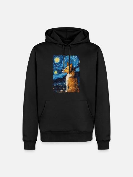 Shetland Shepherd Starry Night - Men’s Premium Organic Hoodie - black