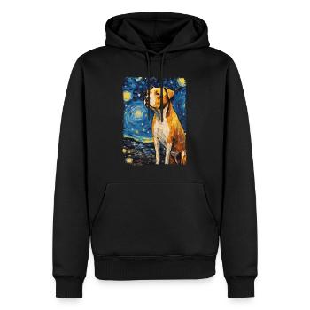 Pitbull Chien Nuit Étoilée - Sweat à capuche Premium bio Homme - noir - Devant - Nico (187cm)