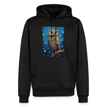 Eule Starry Night - Männer Premium Bio Hoodie - Schwarz - Vorne - Nico (187cm)