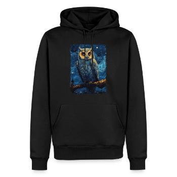 Owl Starry Night - Men’s Premium Organic Hoodie - black - Front - Nico (187cm)