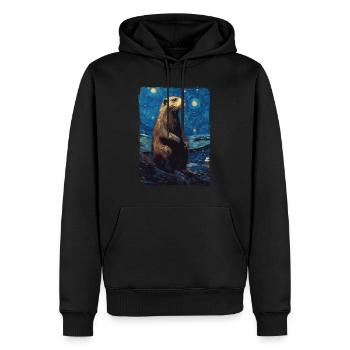 Otter Starry Night - Männer Premium Bio Hoodie - Schwarz - Vorne - Nico (187cm)
