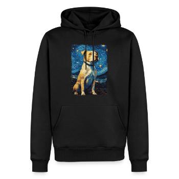 Pitbull Chien Nuit Étoilée - Sweat à capuche Premium bio Homme - noir - Devant - Nico (187cm)