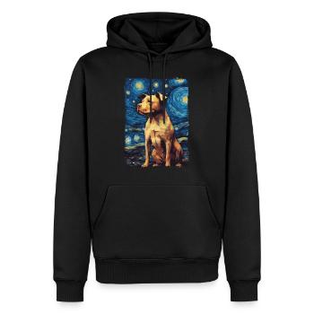 Pitbull Chien Nuit Étoilée - Sweat à capuche Premium bio Homme - noir - Devant - Nico (187cm)