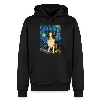 Papillon Hund Starry Night - Männer Premium Bio Hoodie - Schwarz - Vorne - Nico (187cm)