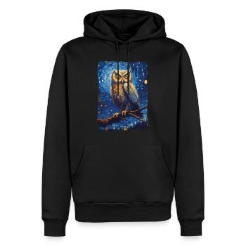 Owl Starry Night - Men’s Premium Organic Hoodie - black - Front - Nico (187cm)