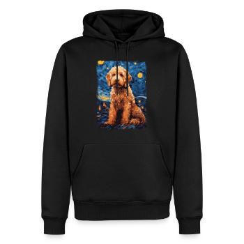 Lagotto Romagnolo Nuit étoilée - Sweat à capuche Premium bio Homme - noir - Devant - Nico (187cm)