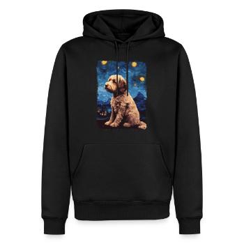 Lagotto Romagnolo Nuit étoilée - Sweat à capuche Premium bio Homme - noir - Devant - Nico (187cm)