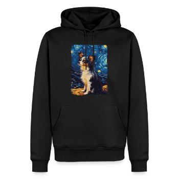 Papillon Hund Starry Night - Männer Premium Bio Hoodie - Schwarz - Vorne - Nico (187cm)