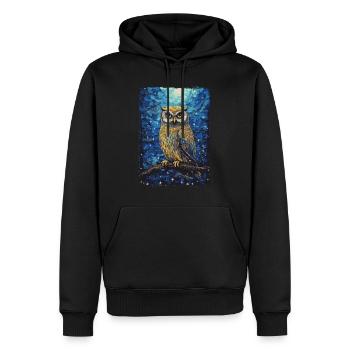 Owl Starry Night - Men’s Premium Organic Hoodie - black - Front - Nico (187cm)