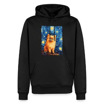 Zwergspitz Starry Night - Männer Premium Bio Hoodie - Schwarz - Vorne - Nico (187cm)