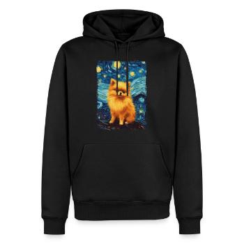 Zwergspitz Starry Night - Männer Premium Bio Hoodie - Schwarz - Vorne - Nico (187cm)