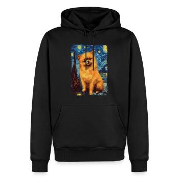 Zwergspitz Starry Night - Männer Premium Bio Hoodie - Schwarz - Vorne - Nico (187cm)