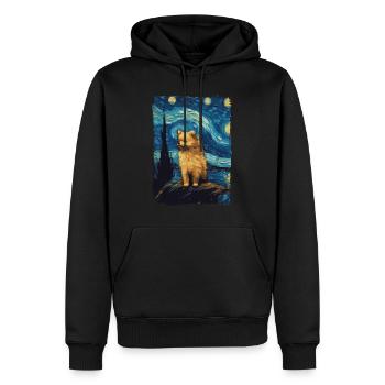 Zwergspitz Starry Night - Männer Premium Bio Hoodie - Schwarz - Vorne - Nico (187cm)