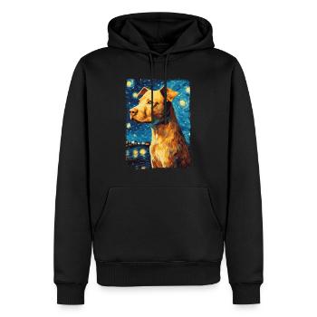 Pitbull Chien Nuit Étoilée - Sweat à capuche Premium bio Homme - noir - Devant - Nico (187cm)