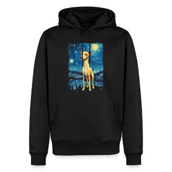 Lévrier italien Nuit étoilée - Sweat à capuche Premium bio Homme - noir - Devant - Nico (187cm)