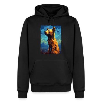 Hyäne Starry Night - Männer Premium Bio Hoodie - Schwarz - Vorne - Nico (187cm)