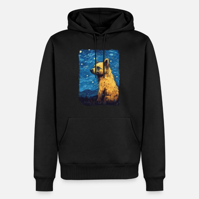 Hyène Nuit étoilée - Sweat à capuche Premium bio Homme - noir
