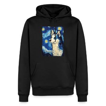 Husky Starry Night - Männer Premium Bio Hoodie - Schwarz - Vorne - Nico (187cm)