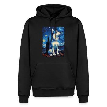 Husky Starry Night - Männer Premium Bio Hoodie - Schwarz - Vorne - Nico (187cm)