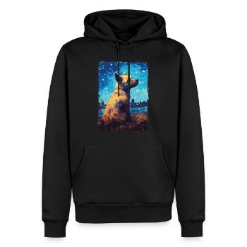 Hyäne Starry Night - Männer Premium Bio Hoodie - Schwarz - Vorne - Nico (187cm)
