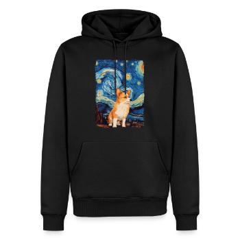 Corgi Starry Night - Männer Premium Bio Hoodie - Schwarz - Vorne - Nico (187cm)