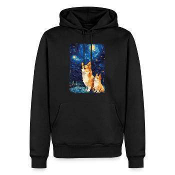 Corgi Starry Night - Männer Premium Bio Hoodie - Schwarz - Vorne - Nico (187cm)